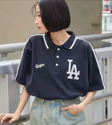 MLB 별주 와펜 자수 사이드 라인 피케 셔츠