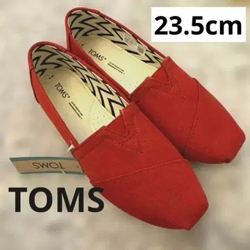 TOMS 톰즈 23.5cm 빨간색 슬립온 코튼 캔버스 미사용 새상품