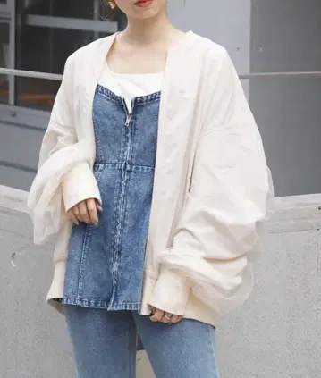 새상품급 튤 레이어드 BIG 블루종