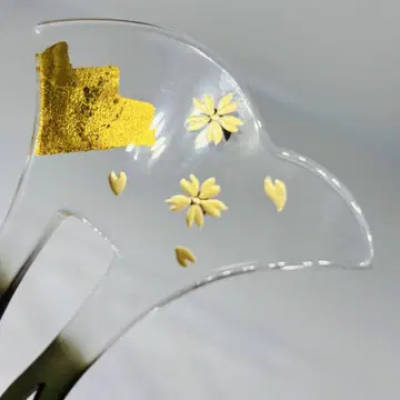 090507 수지 클리어 금박 벚꽃 문양 바치 헤어콤