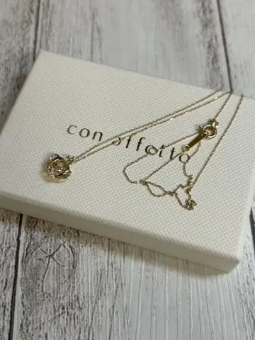 새상품급 [ con affetto ] K10YG 왕관 다이아몬드 목걸이