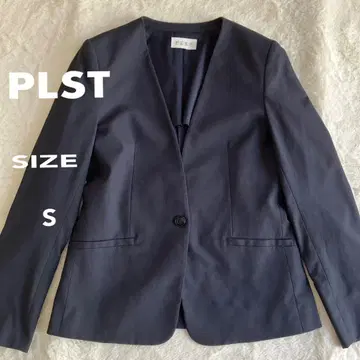 PLST 플라스테 린넨 블렌드 노카라 자켓 백 오픈 S