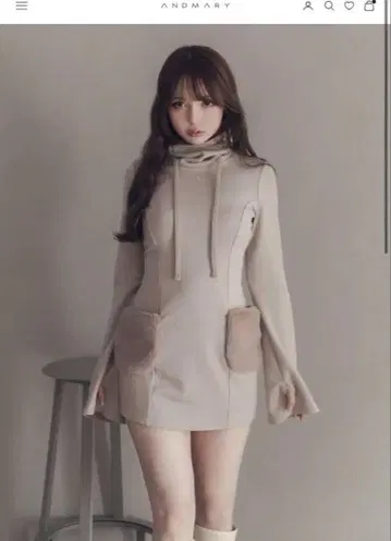 andmary Fur pocket mini dress