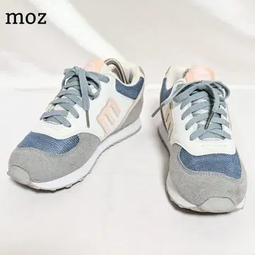 새상품급 moz 레이스업 컬러풀 스니커즈 24.5 라이트 블루 x 핑크