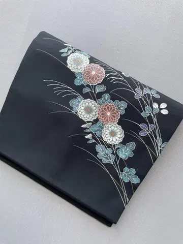 나고야 오비 꽃무늬 블랙