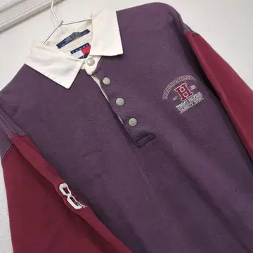 타미힐피거 피케 셔츠 라거 셔츠 바이컬러 절개 구제 의류 개성 가을/겨울