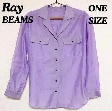 RayBEAMS 시어 오픈 카라 셔츠 퍼플 여성용