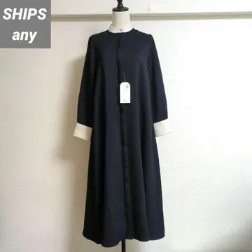 택 포함 SHIPS any 더블 크로스 A 라인 셔츠 원피스 네이비