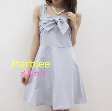 Marblee 턱 플레어 리본 드레스 원피스 사은회 그레이 새틴