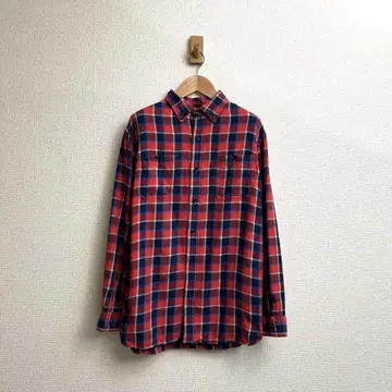 L.L.Bean 플란넬 셔츠 블록 체크 빨간색 x 파랑 B.D M