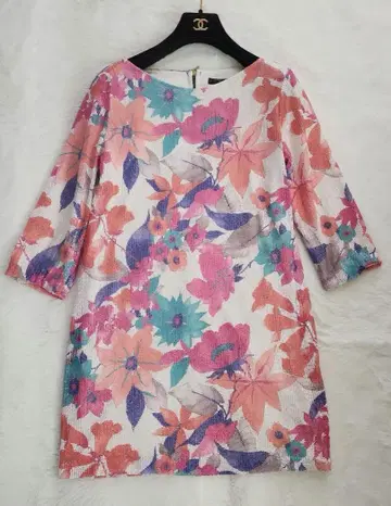 ZARA BASIC 꽃무늬 스팽글 원피스 M 파티 튜닉
