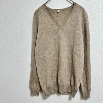 MUJI 무인양품 캐시미어 100% V넥 스웨터 긴팔 [ M ] 베이지