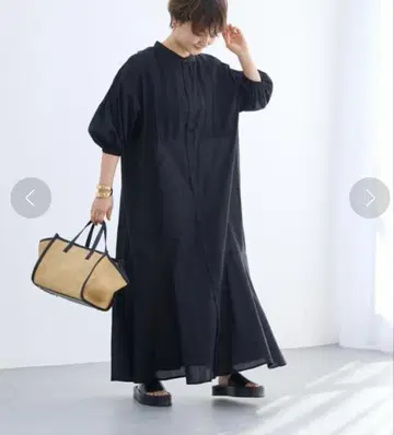 블랙 롱 셔츠 원피스