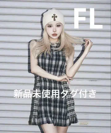 다리치 체크 콤비 미니 원피스