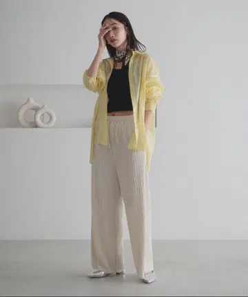 로리즈팜 자카드 플리츠 팬츠 화이트 FREE 사이즈