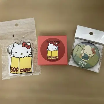 HELLO KITTY 50th 헬로키티전 한정판 키링, 거울, 캔뱃지