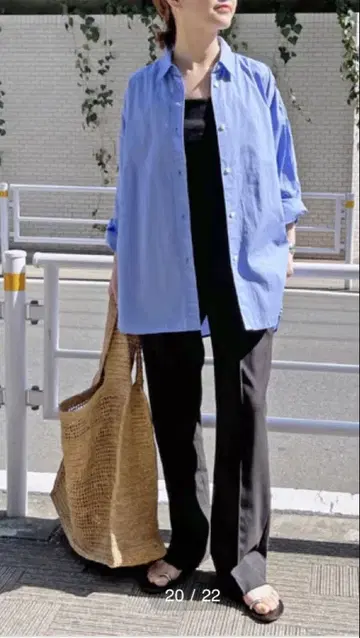 코튼 브로드 파커링 셔츠