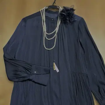 새상품급 UNITED ARROWS 롱 원피스 네이비 & 코사지 결혼식