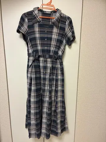 레이디 아젤 체크 원피스 블루