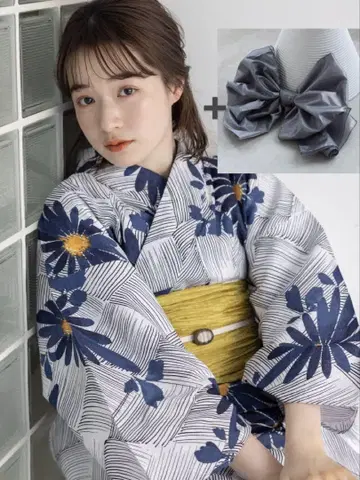유카타관 그레이스 유카타 오비 일본 나막신 세트 + 오간자 오비