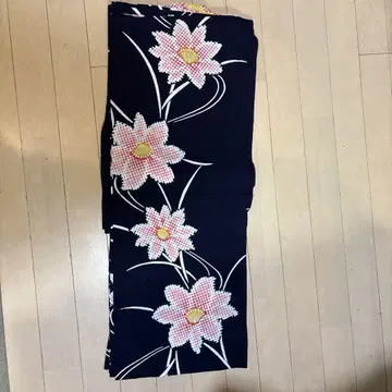 네이비 컬러 핑크 꽃무늬 유카타 단품