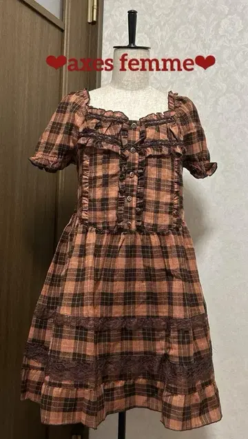 axes femme 프릴 레이스 퍼프 슬리브 원피스 새상품 러블리 스타일