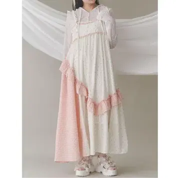 merry jenny flower check 아지메 원피스