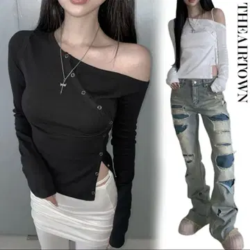 theairtown 상의 snap connection top