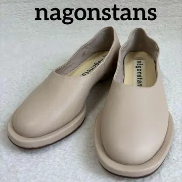 나곤스탠스 가죽 펌프스 플랫슈즈 라운드토 36 베이지