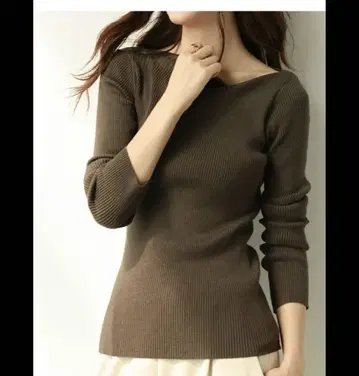 세존드파피용 비대칭 리브 니트 카키