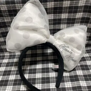 디즈니 미니 빅 리본 머리띠 화이트 도트