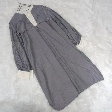 willfully 밴드 카라 스트라이프 셔츠 원피스 블루