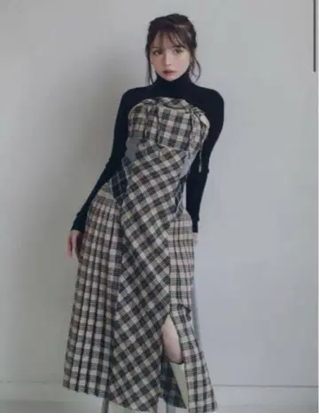andmary Nadia check long dress 최종 가격 인하