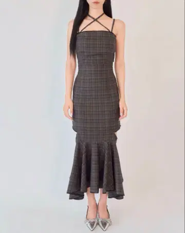 YILON MADE Cutout check op Gray