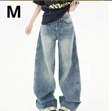 코쿤 데님 데님 팬츠 와이드 팬츠 하의 여성용 슬림 M