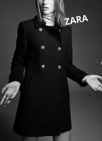 ZARA 울 혼방 더블 브레스트 사양 코트