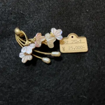 꽃 모티브 브로치 골드 핑크 [ 담수 진주 귀걸이 ]