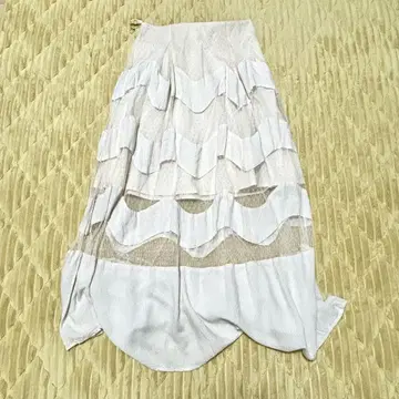 USED FURFUR 튤 도트 롱 스커트 아이보리 프리 사이즈