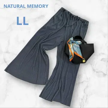내추럴 메모리 와이드 팬츠 플리츠 블루 그레이 LL 여유로운 새상품급
