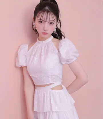 m me eme Cotton lace cut-out tops White