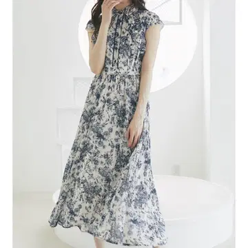 tocco closet 프릴 플라워 프린트 셔츠 플리츠 원피스