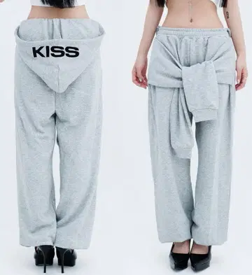 kiss the club hoodied sleeve sweat pants