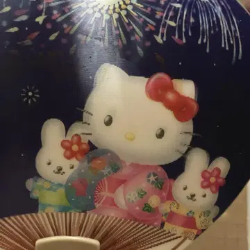 산리오 헬로 키티 레트로 미니 부채 유카타 불꽃놀이 토끼 파랑 꽃