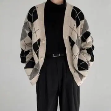 otte 아가일 디자인 체크 가디건 한스트 한국 스트릿
