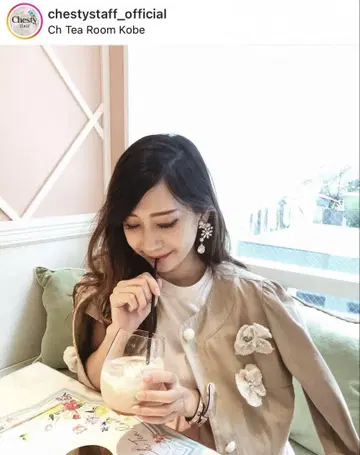 코사지 데님 자켓 베이지
