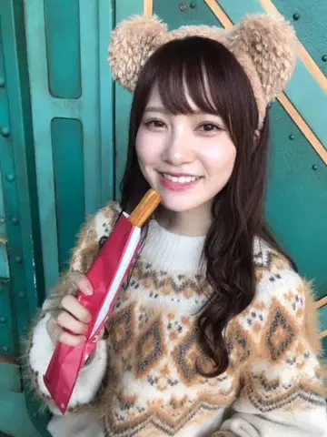 카토 시호 착용 ROSEBUD 페어아일 패턴 니트 아가일 무늬