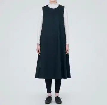 무인양품 울 혼방 기모 점퍼 스커트 다크 네이비 사이즈 M