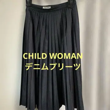 CHILD WOMAN 데님 플리츠 스커트