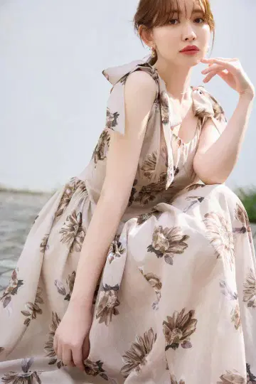 Sunflower-Printed Midi Dress