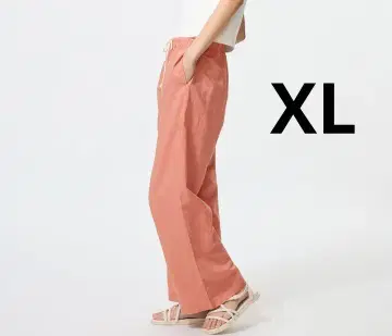 유니클로 린넨 블렌드 이지 팬츠 xl 오렌지